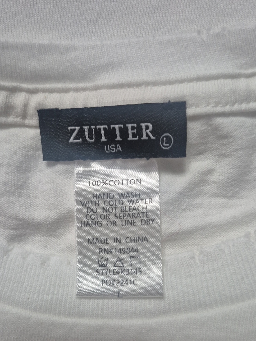 Zutter USA White Cotton Tee - Classic Crewneck